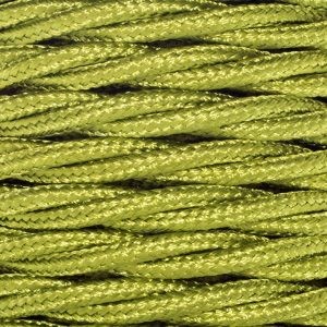 Cable eléctrico trenzado textil en verde oliva de 2 x 0,75 mm de sección.
