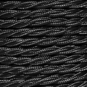 Cable eléctrico trenzado color negro en PVC. Sección 2 x 0,75 mm