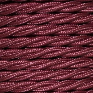 Cable eléctrico trenzado color burdeos en PVC . Sección 2 x 0,75 mm