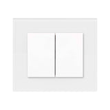 Doble Interruptor unipolar con tapa blanca y cristal serie DECENTE