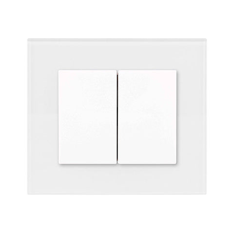Doble Interruptor unipolar con tapa blanca y cristal serie DECENTE