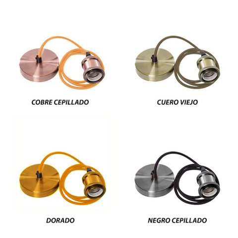 Portalámparas y florón cobre cepillado